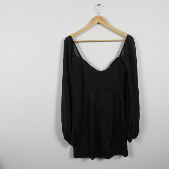 NBD Harry Mini Dress S Black Balloon Sleeve Sweetheart Neck Party Revolve 300 - Picture 2 of 13